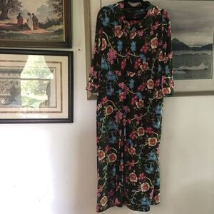 Brooke Sheilds Timeless Green Floral Print Shirt Dress Plus Size 2XP A1839